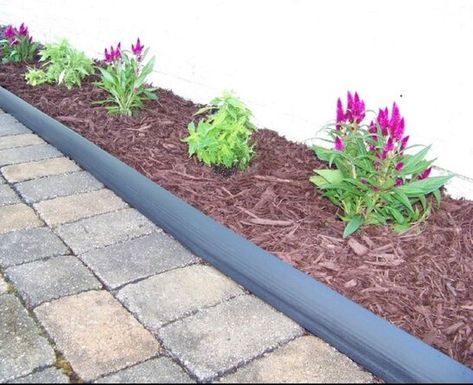 Stone Mulch, Plastic Landscape Edging, Concrete Edging, Flower Bed Edging, Outdoor Fencing, Long Driveways, Front Yard Design, Landscape Edging, Lawn Edging