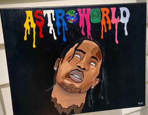 Coolest Paintings, Trippie Paintings, Travis Scott Painting, Gaming Painting, Travis Scott Astroworld, Skateboard Art Design, Acrylic Painting Inspiration, Musician Art, Sidewalk Chalk Art