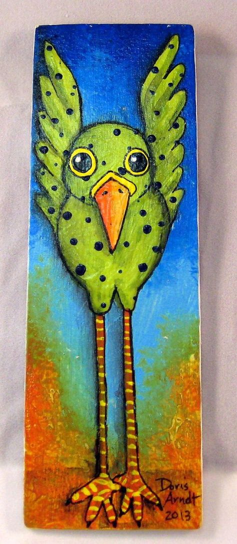 DORIS ARNDT Mixed Media: Birds Paintings, Quirky Birds, Art Altéré, Locker Hooking, Content Inspiration, Beginner Art, Bird Painting, Bird On Branch, Funny Birds