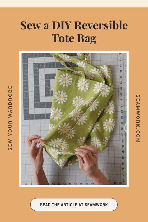 Sew a DIY Reversible Tote Bag Reversible Bag Pattern Free, Reversible Tote Bag Pattern Free, Beach Tote Bags Diy, Tote Bad, Baggu Bags, Tote Bag Pattern Free, Bags Sewing, Reversible Bag, Best Tote Bags