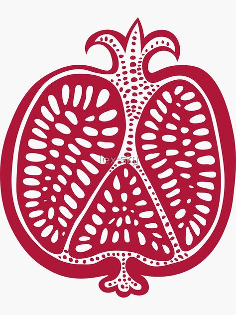 "Vector pomegranate" Sticker by lex-sky | Redbubble Pomegranate Drawing, Pomegranate Vector, Pomegranate Tattoo, Summer Juice, Pomegranate Art, Pomegranate Design, Cartoon Food, Graphic Ideas, Food Fruit