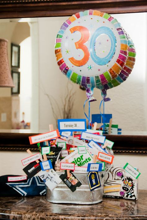 30 Gifts for 30 Years - 30th 30th Birthday Gift Ideas For Husband, 30th Birthday Gift Baskets, 30th Birthday Gifts For Men, Husband 30th Birthday, Candy Birthday, 30th Birthday Decorations, Birthday Basket, Turning 30, Birthday Gift Baskets