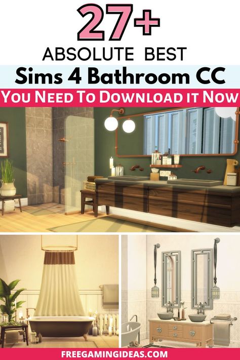 sims 4 bathroom cc Sims 4 Baby Furniture Cc, Sims 4 Bathroom Cc, Sims 4 Bathroom, Sims 4 Cc Furniture Living Rooms, Country Style Bathrooms, Tranquil Bathroom, Cc Folder, Bath Soaks, Sims 4 Cc Packs