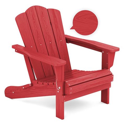 JEAREY Folding Adirondack Chair Stackable Light Red Hdpe Frame Stationary Adirondack Chair with Red Slat Seat in the Patio Chairs department at Lowes.com Garden Rocking Chair, Folding Adirondack Chair, Adirondack Chairs Patio, Folding Adirondack Chairs, Plastic Adirondack Chairs, Outdoor Comfort, Storage Chair, Red Cushions, Outdoor Side Table