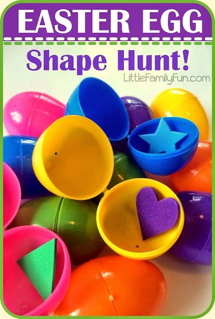 Little Family Fun: Easter Egg Shape Hunt! Shape Hunt, Easter Shapes, Easter Activities For Preschool, Preschool Easter, Unique Easter Eggs, Easter Games For Kids, Easter Lessons, Easter School, Learn Shapes