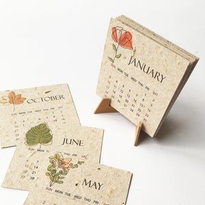 Seed Paper Plantable Calendar 2021 Handmade Recycled | Etsy Planer Organisation, Kalender Design, Creative Calendar, 달력 디자인, Sycamore Tree, Diy Calendar, Tree Seeds, Seed Paper, Lukisan Cat Air