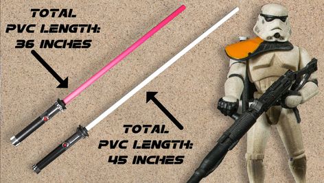 Simple and inexpensive DIY lightsaber build using parts from a home improvement store.  PVC "blade" included. Lightsaber Diy, Diy Lightsaber, Geek Diy, Jedi Sith, Star Wars Diy, Star Wars Wedding, Star Wars Light Saber, Star Wars Birthday, Star Wars Artwork