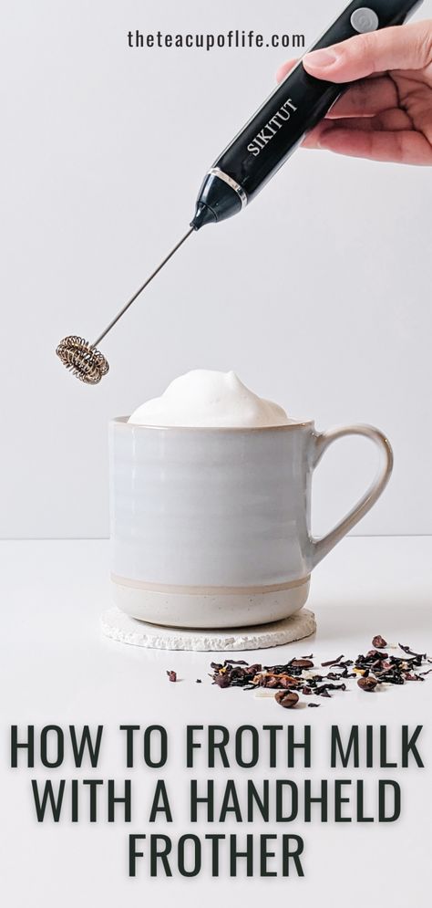 Loose Tea Recipes, Froth Milk At Home, Milk Frother Recipes, Frothed Milk Recipes, Frother Recipes, Coffee Recipe Healthy, Tea Lattes, Handheld Frother, Tea Latte Recipe