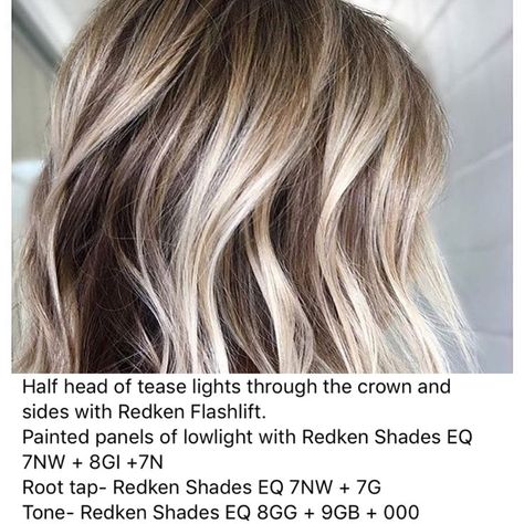 Blonde Lowlight Formula Redken, Redken Lowlights For Blondes, Lowlights For Blondes Formula, Shades Eq Lowlight Formulas, Balayage Hair Dark Black, Shades Formulas, Redken Blonde, Toner Formulas, Pastel Purple Hair