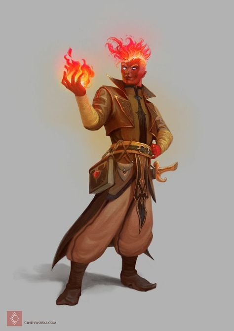 Fire Genasi Wizard Hoard Of The Dragon Queen, Fire Genasi, Dnd Character Sheet, Dragon Queen, Pathfinder Character, Dnd Races, The Elder Scrolls, Fantasy Races, Dungeons And Dragons Characters