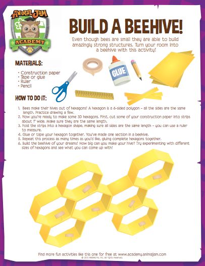 Make a Beehive! | Animal Jam Academy Bee Science Experiment, Bee Projects For Kids, Beehive Activities, Bee Activities For Kids, Beehive Craft, Diy Beehive, Make Your Own Paper, Engineering Art, Steam Ideas