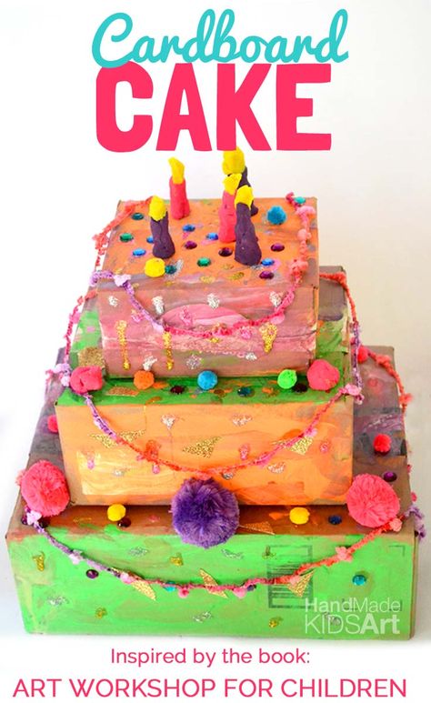 Cardboard Cake: A Collaborative Art Activity - Kids STEAM Lab Cardboard Cakes For Kids, Cardboard Birthday Cake, Birthday Cake Art, Art Activities For Preschoolers, Cardboard Cake, Steam Lab, Kids Lab, Recycling For Kids, Art Preschool