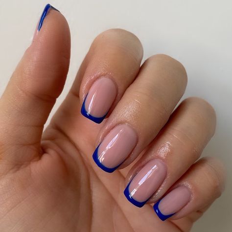 Electric Blue Nails Acrylic, Blue Nail Designs Short, Electric Blue Nails, Ongles Gel French, Nail Shapes Square, Beachy Nails, Stylish Nails Designs, Gelish Nails, Simple Gel Nails