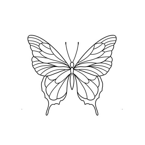 Simple Butterfly Tattoo Design, Butterfly Outline Tattoo, Simple Butterfly Drawing, Butterfly Drawing Outline, Stencil Simple, Tattoo Step By Step, Outline Ideas, Butterfly Line Drawing, Easy Butterfly Drawing