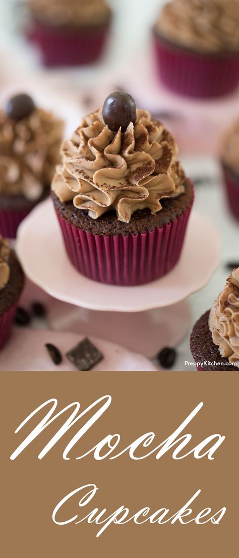 Mocha Cupcakes with espresso buttercream made from scratch. When Chocolate and coffee come together, they make the best cupcake! Easy baking, fluffy cupcakes, #cupcakes #mocha #desserts #coffee #chocolate #recipes #easybaking Trendy Cupcakes, Mocha Desserts, Ideas For Cupcakes, Espresso Cupcakes, Espresso Buttercream, Cupcake Recipes From Scratch, Best Cupcake, Fluffy Cupcakes, Mocha Cupcakes