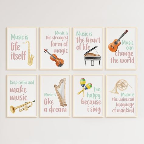 Classroom Decor Music, Elementary Music Classroom Decor, Motivational Music, Music Classroom Decor, Room Music, Minimalist Music, Illustrations Digital, Quotes Poster, Elementary Music Classroom