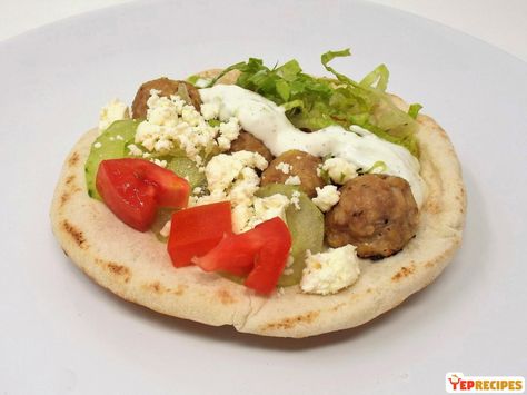 Meatball Gyros, Turkey Meatball, Gyro Recipe, Homemade Tzatziki Sauce, Fresh Turkey, Homemade Tzatziki, Cheddar Cheese Soup, Meatball Ingredients, Meatball Recipe