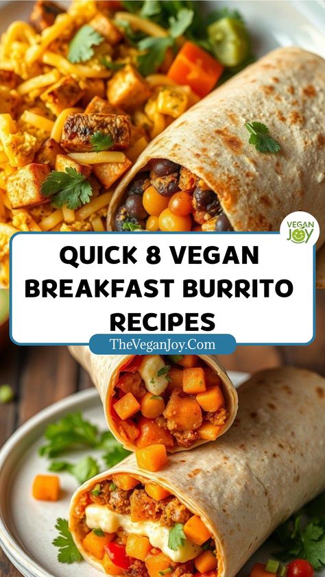 Spice up your breakfast routine with these 8 creative vegan burrito recipes Vegetarian Breakfast Burrito, Breakfast Burrito Recipes, Burrito Recipes, Eggless Breakfast, Vegetarian Burrito, Vegan Breakfast Burrito, Ube Recipes, Taco Spice, Tempeh Bacon