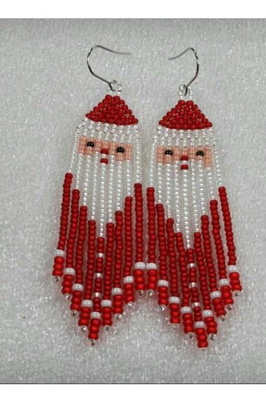 Seed Bead Christmas Earrings Free Pattern, Christmas Earrings Beaded, Christmas Seed Bead Earrings, Beaded Christmas Earrings, Christmas Beaded Earrings, Christmas Beads Craft, Christmas Jewelry Diy, Anting Manik, Seed Bead Jewelry Patterns