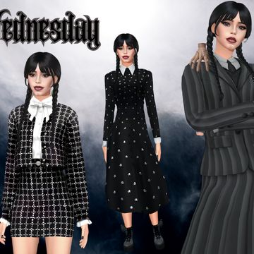 Sims 4 Cc Morticia Addams, Sims 4 Cc Wednesday Addams Dress, Wednesday Addams Sims 4, Sims 4 Wednesday Addams Cc, Sims Baddie, Sims 4 Cc Goth, Pugsley Addams, Wednesday Addams Dress, Wednesday Outfit