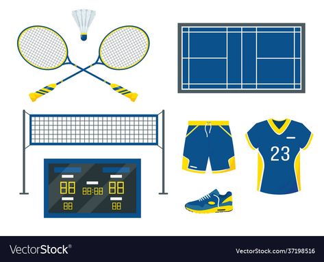 Badminton Equipment, Playing Badminton, Badminton Set, Sport Equipment, Flat Vector, Badminton, Sports Equipment, Vector Icons, Png Images