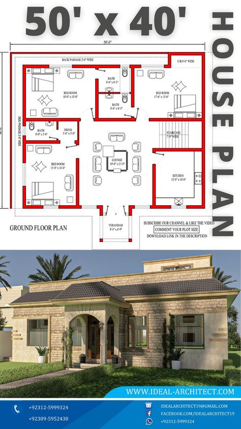 50x40 House Plans Layout, 50×40 House Plan, 40×50 House Plans, Open Concept House Plans, Exclusive House Plan, Vacation House Plans, House Plans With Pictures, Unique House Plans, Rustic House Plans