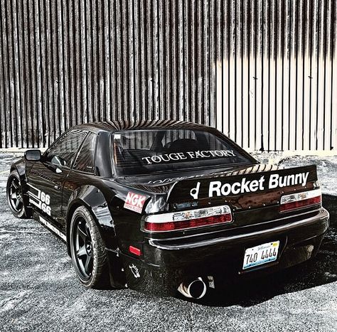 Rocket bunny Nissan S13, Auto Garage, Rocket Bunny, Silvia S13, Black Bunny, Jdm Wallpaper, Rc Drift, Drifting Cars, Import Cars