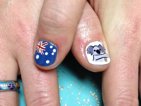 Australia Day Australia Nails, Theme Nails, Amazing Nails, Finger Nails, Painted Nail Art, Australia Day, Art Nails, Cool Nail Designs, Nails Art