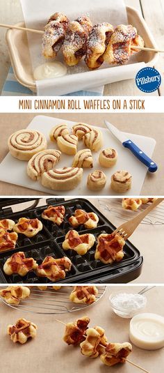 Concession Stand Breakfast Food Ideas, Waffle Appetizer Mini, Breakfast On A Stick Ideas, Concession Stand Breakfast Ideas, Coffee Truck Food Ideas, Food Truck Ideas Recipes Most Popular, Food Truck Breakfast Menu Ideas, Brunch Food Truck Ideas, Mini Waffle Ideas