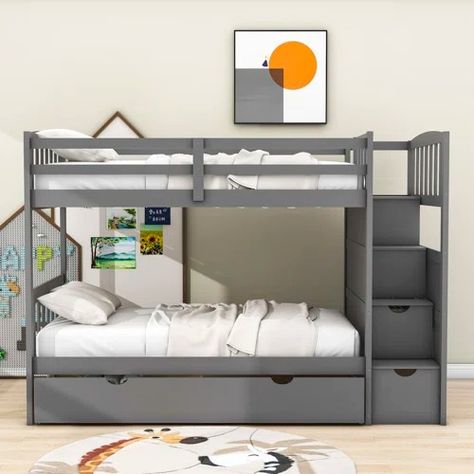 Queen Bunk Drawers | Wayfair Bedroom Ideas With Bunkbeds, Twin Full Bunk Bed, Bunk Bed With Drawers, Convertible Bunk Beds, Separate Beds, Full Size Bunk Beds, Convertible Bed, Twin Over Full Bunk Bed, Bunk Beds With Drawers