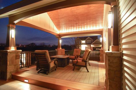 Outdoor Covered Patio With Fireplace, Terraces Ideas, Covered Patio With Fireplace, Deck Lighting Ideas, Patio With Fireplace, Outdoor Deck Lighting, Porch Light Fixtures, Front Porch Lighting, Outdoor Covered Patio