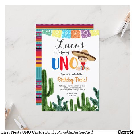 Cactus Invitation, First Fiesta, Cactus Birthday, Boys 1st Birthday Party Ideas, Mexican Birthday, 1st Birthday Party Invitations, 1st Birthday Themes, Baby Boy First Birthday, 5 De Mayo