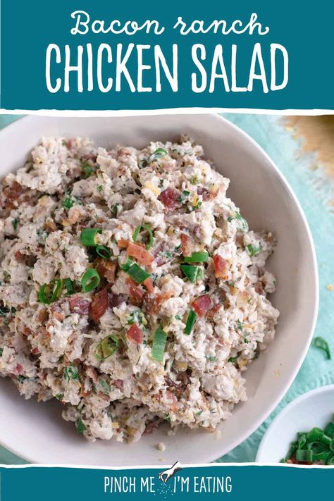 This ranch chicken salad with bacon uses a homemade seasoning blend for a zesty ranch flavor! This flavorful chicken salad recipe is perfect for picnics or to meal prep easy lunches for the week! Bacon Ranch Chicken Salad, Chicken Salad With Bacon, Ranch Chicken Salad Recipe, Canned Chicken Salad Recipe, Ranch Chicken Salad, Lunches For The Week, Smoked Chicken Salad, Bacon Ranch Chicken, Homemade Chicken Salads