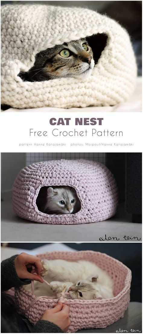 Macrame Crochet Pattern, Crochet Pet Items, Crochet Cat Hammock Free Pattern, Crochet Cat Accessories, Crochet Cat Clothes, Cat Toy Crochet, Cat Bed Pattern, Crochet Hammock, Cat Pod