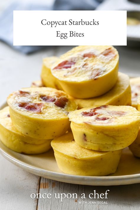 Egg Bites with Bacon & Gruyère Egg Bites With Bacon, Starbucks Egg Bites, Once Upon A Chef, Egg Bites Recipe, Carb Foods, Egg Bites, Breakfast Brunch Recipes, A Chef, Om Nom