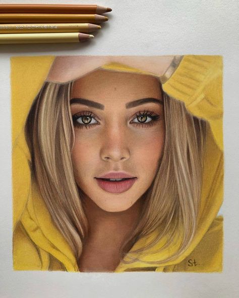 Pencil Art Cartoon, Jordan Drawing, Colored Pencil Artwork Ideas, Portrait Au Crayon, Small Drawing, Colored Pencil Portrait, Charly Jordan, Prismacolor Art, Colored Pencil Artwork