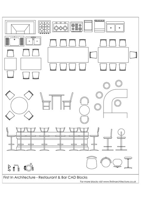 Here is another set of free cad blocks from the First In Architecture Cad Block database. We hope you find them useful. Please feel Floor Plan Symbols, Restaurant Floor Plan, Architecture Symbols, Drawing Furniture, Architecture Blueprints, Loft Plan, Furniture Design Sketches, Architecture Drawing Plan, Interior Architecture Drawing