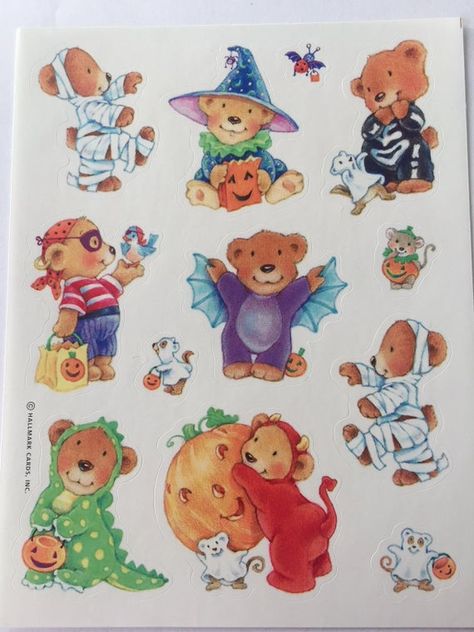 Heartline Halloween Teddy Bears Vintage Single Sticker Sheet 1980's Scrap Booking Sticker Collecting Hallmark Craft- 20-01-27 by ThePinkRoom Bear Halloween, Dotted Page, The Originals Characters, Never Too Late, Halloween Stickers, Treasure Hunt, Sticker Collection, Pinterest Board, Sticker Sheet