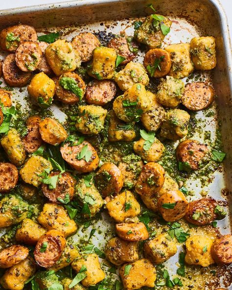 Trader Joes Recipes Healthy, Salad Appetizer Cups, Sweet Potato Recipe, Italian Chicken Sausage, Gnocchi Recipe, Sweet Potato Gnocchi, Joe Recipe, 5 Ingredient Dinners, Crispy Sweet Potato