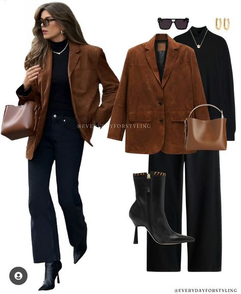 Black Ankle Boots Outfit Fall, Suede Blazer Outfit, Night Outfits Fall, Date Night Outfits Fall, Blazer Outfit Fall, Casual Chic Style Winter, Black Jeans Outfits, Fall Aesthetic Outfits, What To Wear In Fall