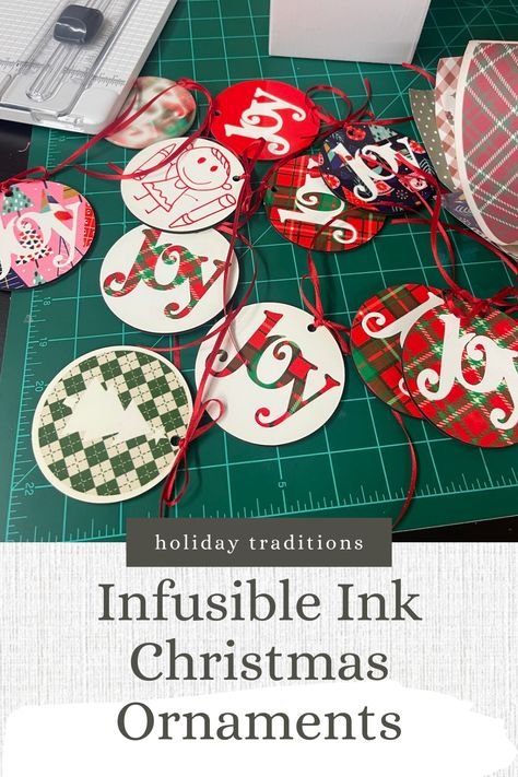 Are you ready to create homemade Christmas ornaments with your infusible ink sheets and sublimation blanks? These ornaments are so small and light that they are perfect to share with friends and family in Christmas cards. All you need are infusible ink in holiday colors or patterns, sublimation blanks, a heat press, and about an hour to create super fun Christmas ornaments. Infusible Ink Ornaments, Christmas Sublimation Gift Ideas, Sublimation Ornament Ideas, Fun Christmas Ornaments, Sublimation Ornaments, Homemade Christmas Ornaments, Sublimation Gifts, Cricut Christmas, Infusible Ink