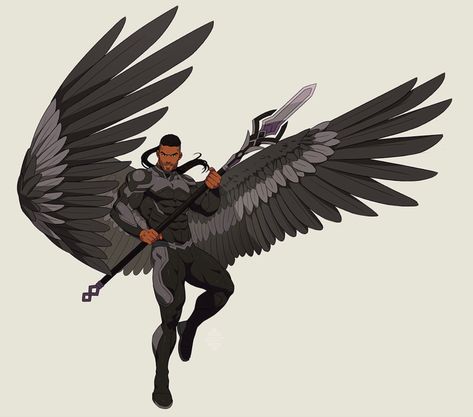 Winged Human Character Design, Winged Character Art, Winged Character Design, Character With Wings, Winged Characters, Winged Character, Human Wings, Superhero Designs, Character Commission