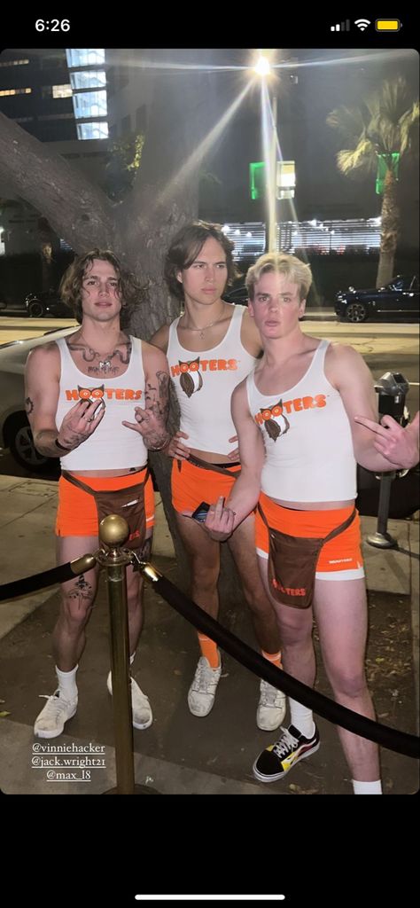 Gay Party Outfit, Guy Party Outfits, Hooters Costume, Gay Halloween Costumes, Gay Costume, Toddler Halloween Costume, Classic Halloween Costumes, Trio Halloween Costumes, Hot Halloween Outfits