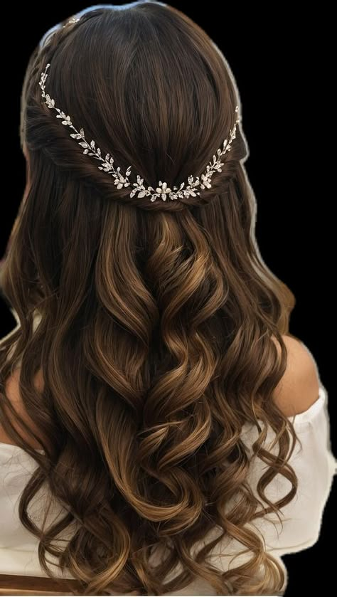 Engagment Hair Style Long Hair, Prom Hair Loose Curls, Wedding Medium Length Hair, Reception Hairstyles, Down Hairstyles For Long Hair, Cute Prom Hairstyles, Hair Style On Saree, Hair Wedding Styles, Engagement Hairstyles