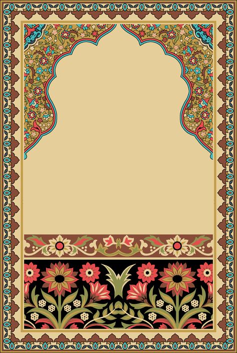 Ornate Border, Islamic Motifs, Mughal Art Paintings, Mughal Paintings, Geometric Pattern Art, Print Design Art, Pichwai Paintings, Textile Prints Design, Wedding Illustration