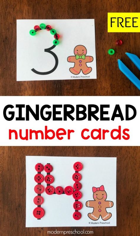 Gingerbread Fine Motor, Prek Gingerbread, Number Tracing Cards, Gingerbread Preschool, Kindergarten Gingerbread, Gingerbread Numbers, Preschool Gingerbread, December Preschool, Gingerbread Unit