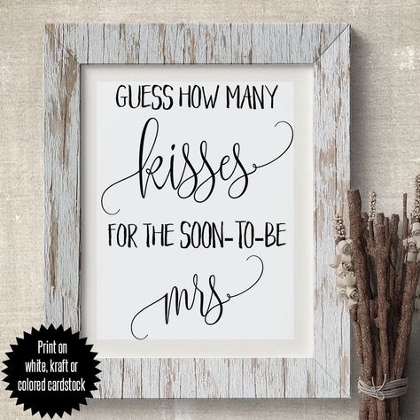 Guess how many kisses Bridal Shower game printable image 1 Bridal Shower Honey, Wedding Shower Activities, Christmas Bridal Showers, Game Wedding, Lace Invitations, Bridal Shower Inspo, Bridal Shower Activities, Winter Bridal Showers, Bridal Shower Planning