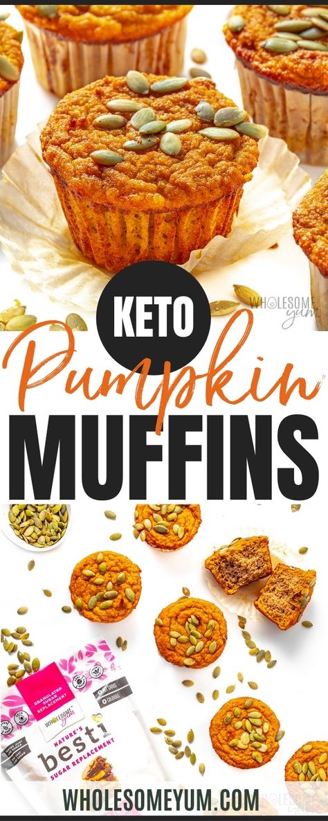 Thm Muffins, Almond Flour Pumpkin Muffins, Keto Pumpkin Muffins, Almond Flour Pumpkin, Low Carb Pumpkin Muffins, Pumpkin Muffins Recipe, Low Carb Holiday Recipes, Thm Sweets, Keto Muffins