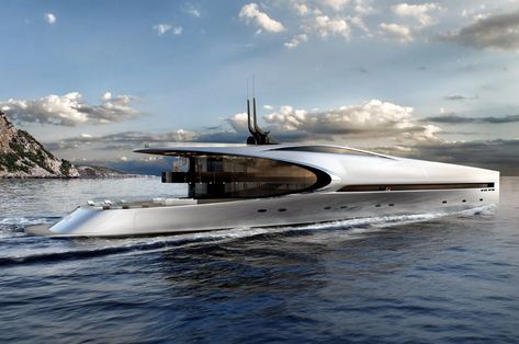 This superyacht’s sharp bow and futuristic shape sets precedence for the high seas - Yanko Design Riva Yachts, Monaco Yacht Show, Aircraft Interiors, Boat For Sale, Lower Deck, Luxury Getaway, Yacht For Sale, Yacht Design, Yanko Design