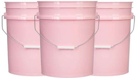 Baking Center, Food Grade Buckets, Metal Tub, Pink Food, Paint Buckets, Plastic Buckets, Flower Bar, Garage Makeover, Pink Foods